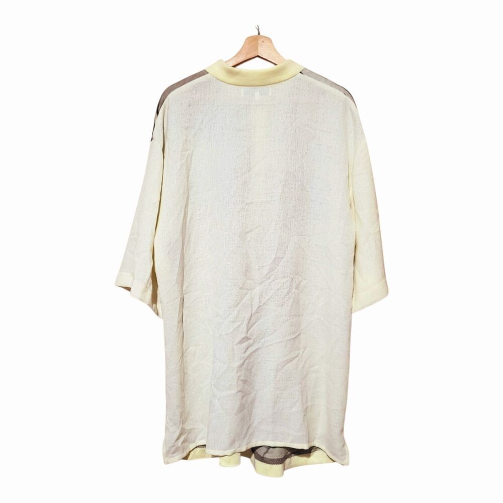 Silversilk Luxe Cream & Brown Linen Blend Knit Button-Up Cardigan Unisex L-‎ XL - Picture 9 of 9